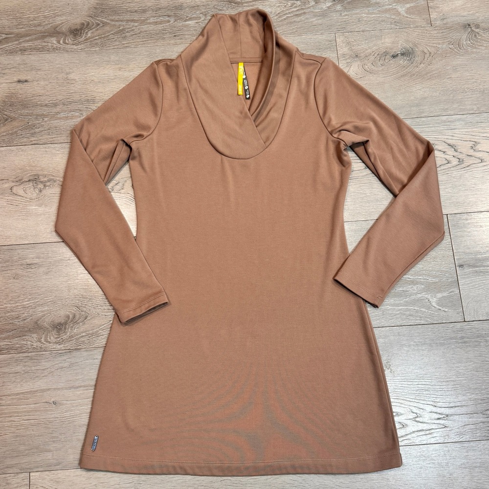 Lole Calm Dress Long Sleeve Cowl Neck Tunic Neutral Camel Brown Size Medium M
